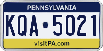 PA license plate KQA5021