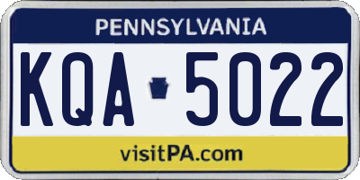 PA license plate KQA5022