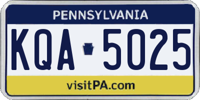 PA license plate KQA5025