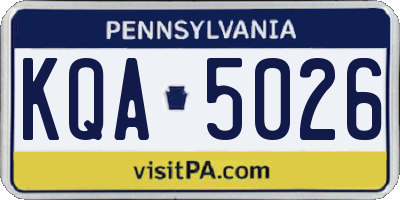 PA license plate KQA5026