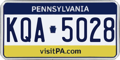 PA license plate KQA5028
