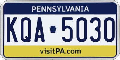 PA license plate KQA5030