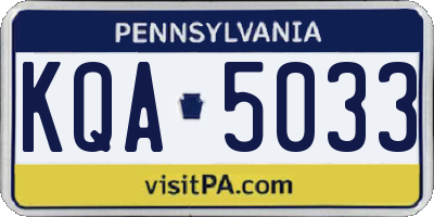 PA license plate KQA5033