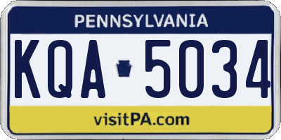 PA license plate KQA5034