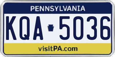 PA license plate KQA5036