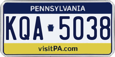 PA license plate KQA5038