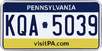 PA license plate KQA5039
