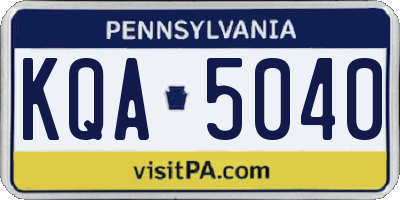 PA license plate KQA5040