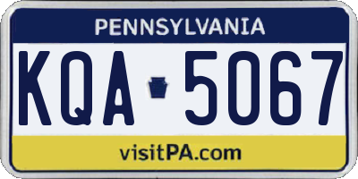 PA license plate KQA5067