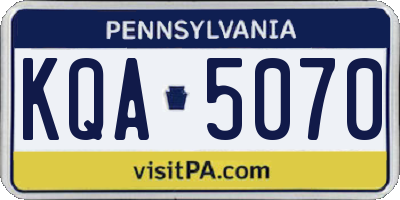 PA license plate KQA5070