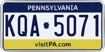 PA license plate KQA5071