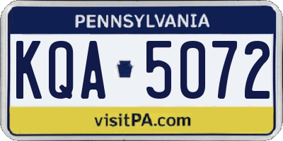 PA license plate KQA5072