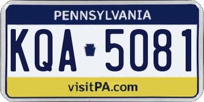 PA license plate KQA5081