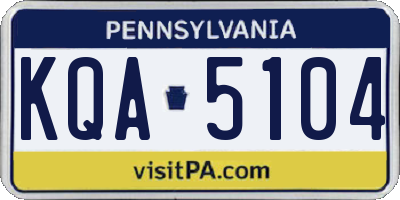 PA license plate KQA5104