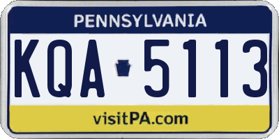 PA license plate KQA5113