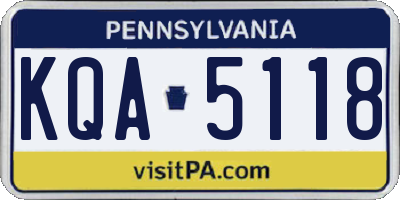 PA license plate KQA5118