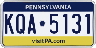 PA license plate KQA5131