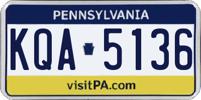 PA license plate KQA5136