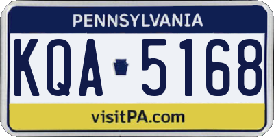 PA license plate KQA5168