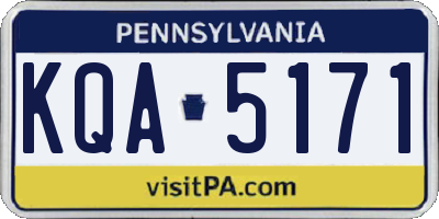 PA license plate KQA5171
