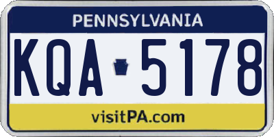 PA license plate KQA5178