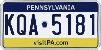 PA license plate KQA5181