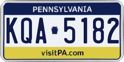 PA license plate KQA5182