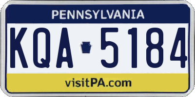 PA license plate KQA5184