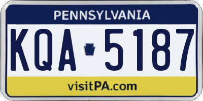 PA license plate KQA5187