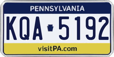 PA license plate KQA5192