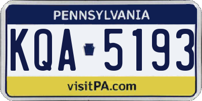 PA license plate KQA5193