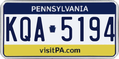 PA license plate KQA5194