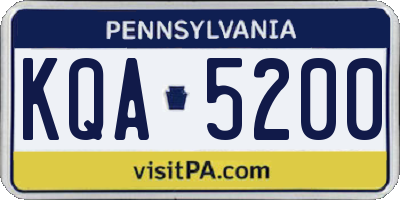 PA license plate KQA5200