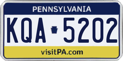 PA license plate KQA5202