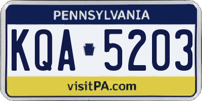 PA license plate KQA5203