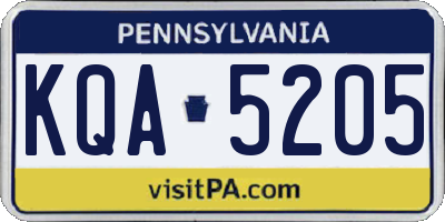 PA license plate KQA5205