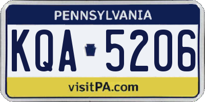 PA license plate KQA5206