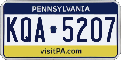 PA license plate KQA5207