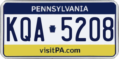 PA license plate KQA5208