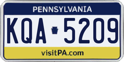 PA license plate KQA5209