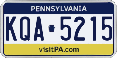 PA license plate KQA5215