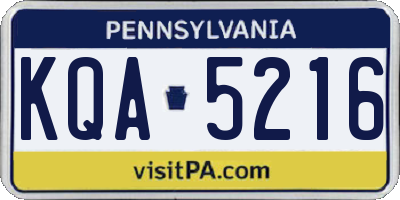 PA license plate KQA5216