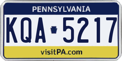 PA license plate KQA5217