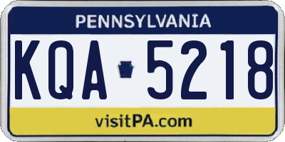 PA license plate KQA5218
