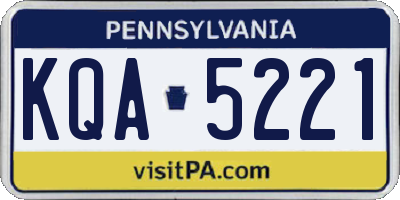 PA license plate KQA5221