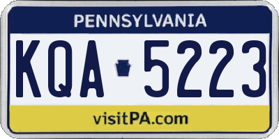 PA license plate KQA5223