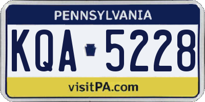 PA license plate KQA5228