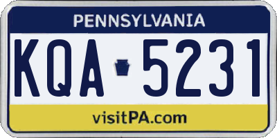 PA license plate KQA5231