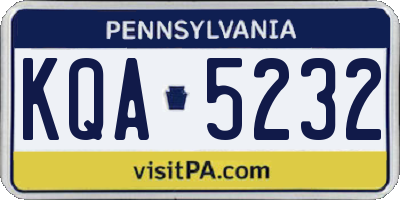 PA license plate KQA5232