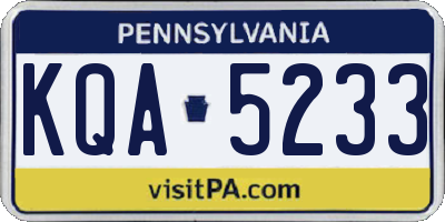 PA license plate KQA5233